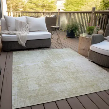 10' X 14' Beige And Taupe Abstract Washable Indoor Outdoor Area Rug