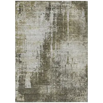 3' X 5' Brown And Tan Abstract Washable Indoor Outdoor Area Rug
