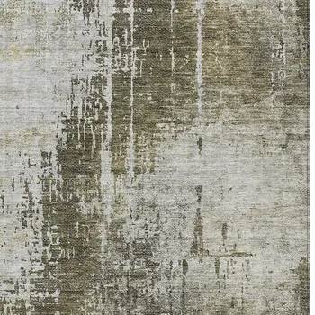 8' X 10' Brown And Tan Abstract Washable Indoor Outdoor Area Rug