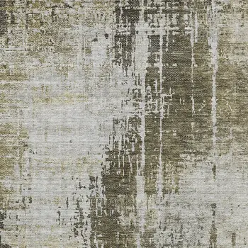 9' X 12' Brown And Tan Abstract Washable Indoor Outdoor Area Rug