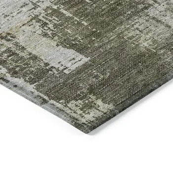 10' X 14' Brown And Tan Abstract Washable Indoor Outdoor Area Rug