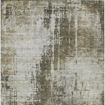 10' X 14' Brown And Tan Abstract Washable Indoor Outdoor Area Rug