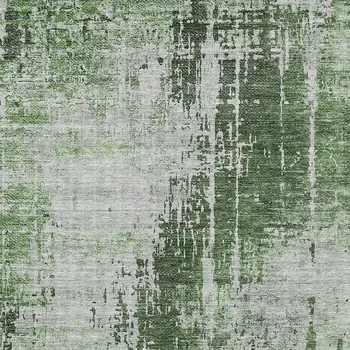 5' X 8' Fern Green And Green Abstract Washable Indoor Outdoor Area Rug