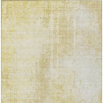 9' X 12' Gold Ivory And Beige Abstract Washable Indoor Outdoor Area Rug