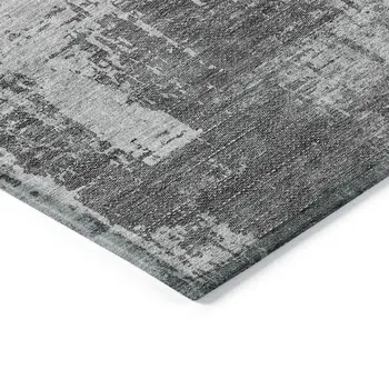 5' X 8' Gray Charcoal And Silver Abstract Washable Indoor Outdoor Area Rug