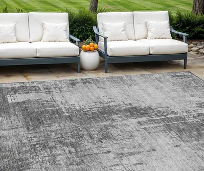 10' X 14' Gray Charcoal And Silver Abstract Washable Indoor Outdoor Area Rug