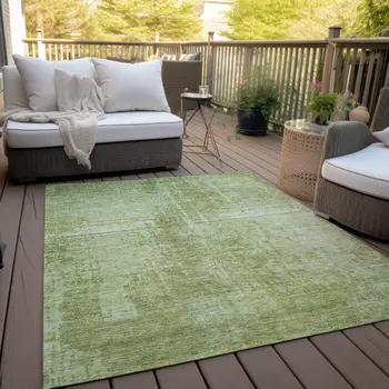 5' X 8' Sage And Green Abstract Washable Indoor Outdoor Area Rug