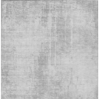 9' X 12' Silver And Gray Abstract Washable Indoor Outdoor Area Rug