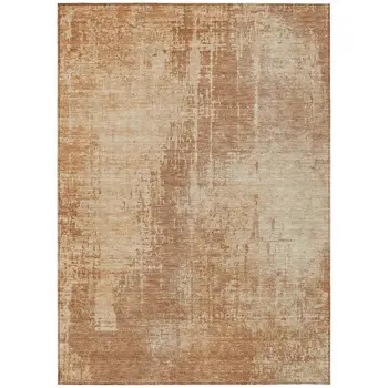3' X 5' Terra Cotta And Copper Abstract Washable Indoor Outdoor Area Rug