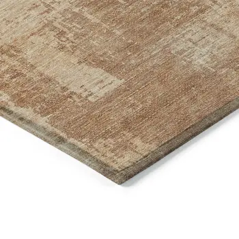 3' X 5' Terra Cotta And Copper Abstract Washable Indoor Outdoor Area Rug
