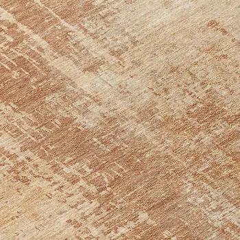 8' Terra Cotta And Copper Round Abstract Washable Indoor Outdoor Area Rug