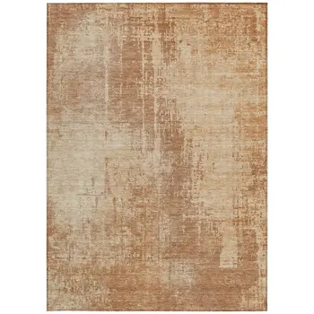 8' X 10' Terra Cotta And Copper Abstract Washable Indoor Outdoor Area Rug