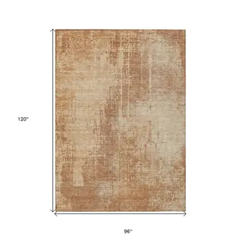 8' X 10' Terra Cotta And Copper Abstract Washable Indoor Outdoor Area Rug