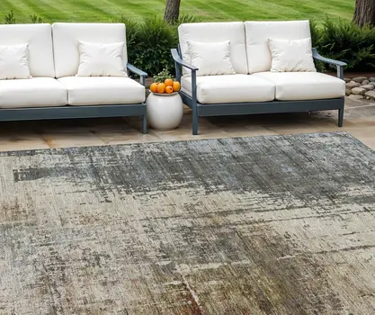 10' X 14' Beige Brown And Gray Abstract Washable Indoor Outdoor Area Rug