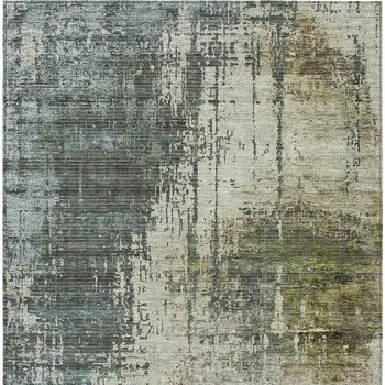 8' X 10' Sage Beige And Brown Abstract Washable Indoor Outdoor Area Rug