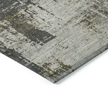 3' X 5' Taupe Beige And Olive Green Abstract Washable Indoor Outdoor Area Rug
