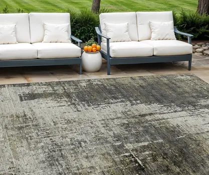 10' X 14' Taupe Beige And Olive Green Abstract Washable Indoor Outdoor Area Rug