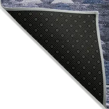 10' X 14' Navy Blue And Sky Blue Southwestern Washable Indoor Outdoor Area Rug