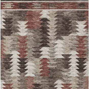 3' X 5' Brown And Ivory Southwestern Washable Indoor Outdoor Area Rug