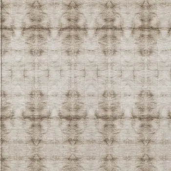 3' X 5' Beige Taupe And Tan Geometric Washable Indoor Outdoor Area Rug