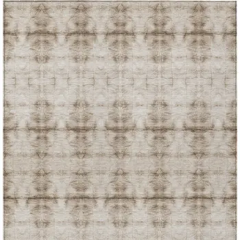 8' X 10' Beige Taupe And Tan Geometric Washable Indoor Outdoor Area Rug