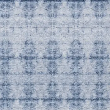 5' X 8' Navy Blue And Sky Blue Geometric Washable Indoor Outdoor Area Rug