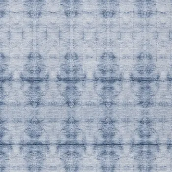8' X 10' Navy Blue And Sky Blue Geometric Washable Indoor Outdoor Area Rug