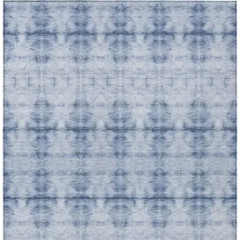 10' X 14' Navy Blue And Sky Blue Geometric Washable Indoor Outdoor Area Rug