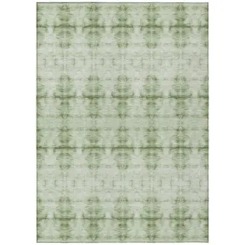 5' X 8' Sage And Green Geometric Washable Indoor Outdoor Area Rug
