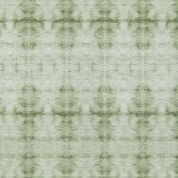 5' X 8' Sage And Green Geometric Washable Indoor Outdoor Area Rug
