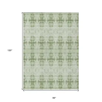 8' X 10' Sage And Green Geometric Washable Indoor Outdoor Area Rug