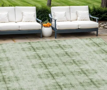 10' X 14' Sage And Green Geometric Washable Indoor Outdoor Area Rug