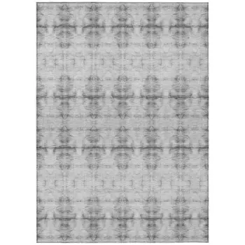 8' X 10' Silver And Gray Geometric Washable Indoor Outdoor Area Rug