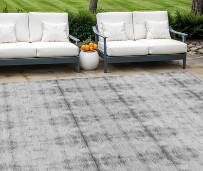 10' X 14' Silver And Gray Geometric Washable Indoor Outdoor Area Rug