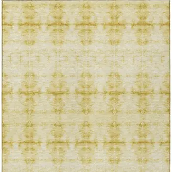 3' X 5' Wheat And Gold Geometric Washable Indoor Outdoor Area Rug