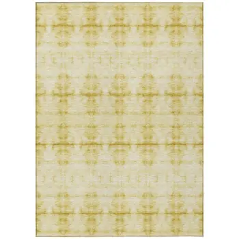 3' X 5' Wheat And Gold Geometric Washable Indoor Outdoor Area Rug