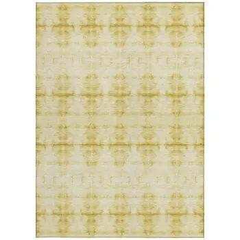 5' X 8' Wheat And Gold Geometric Washable Indoor Outdoor Area Rug