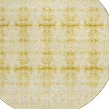 8' Wheat And Gold Round Geometric Washable Indoor Outdoor Area Rug