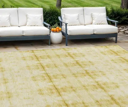 8' X 10' Wheat And Gold Geometric Washable Indoor Outdoor Area Rug