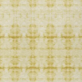 9' X 12' Wheat And Gold Geometric Washable Indoor Outdoor Area Rug