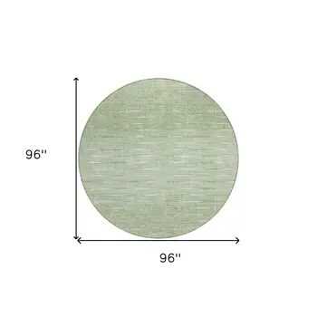 8' Artichoke Green And Green Round Abstract Washable Indoor Outdoor Area Rug