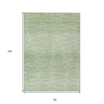 8' X 10' Artichoke Green And Green Abstract Washable Indoor Outdoor Area Rug