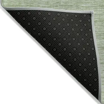 8' X 10' Artichoke Green And Green Abstract Washable Indoor Outdoor Area Rug