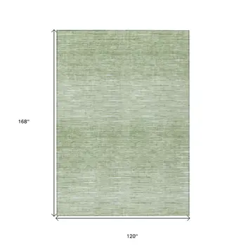 10' X 14' Artichoke Green And Green Abstract Washable Indoor Outdoor Area Rug