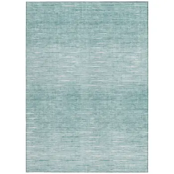 8' X 10' Aqua And Ivory Abstract Washable Indoor Outdoor Area Rug
