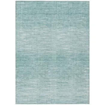 8' X 10' Aqua And Ivory Abstract Washable Indoor Outdoor Area Rug
