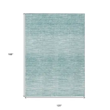 10' X 14' Aqua And Ivory Abstract Washable Indoor Outdoor Area Rug