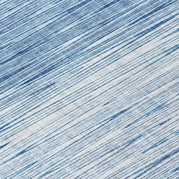 8' Navy Blue And Sky Blue Round Abstract Washable Indoor Outdoor Area Rug