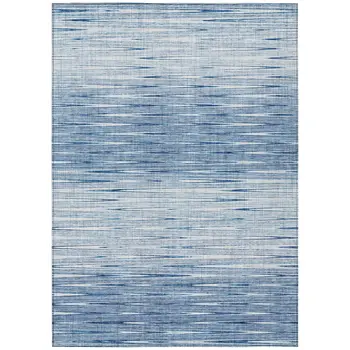 8' X 10' Navy Blue And Sky Blue Abstract Washable Indoor Outdoor Area Rug