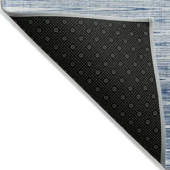 8' X 10' Navy Blue And Sky Blue Abstract Washable Indoor Outdoor Area Rug